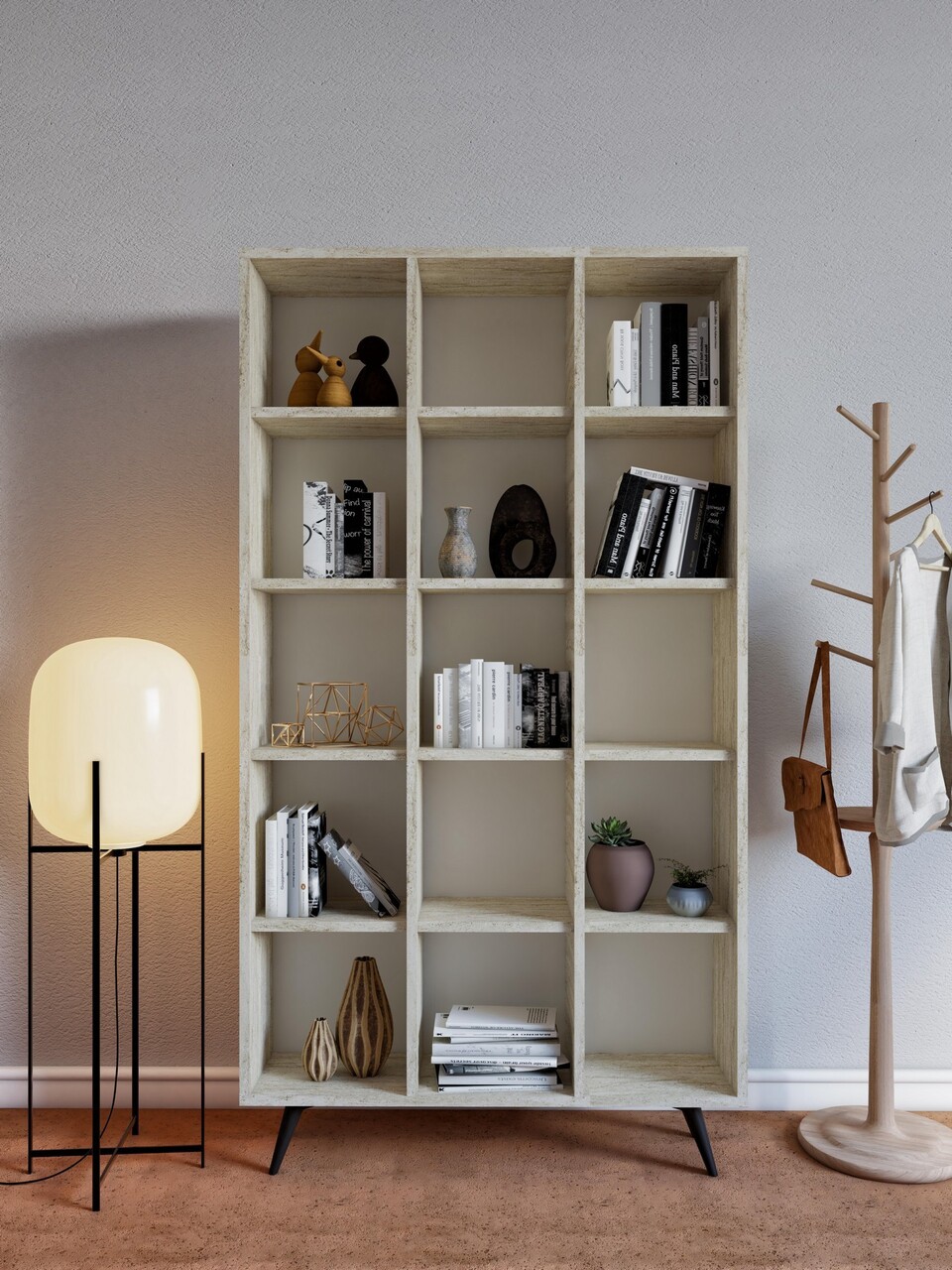 Corp biblioteca, Hanah Home, Zipa, 100x184x25 cm, Travertin - imagine 5